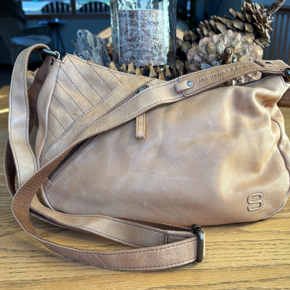 Soft Taupe Crossbody Bag by Spikes & Sparrow Stylish Soft Leather